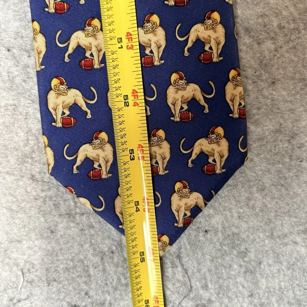 Vintage 1990's Brooks Brothers Makers All Silk Tie Football Lion Made in USA